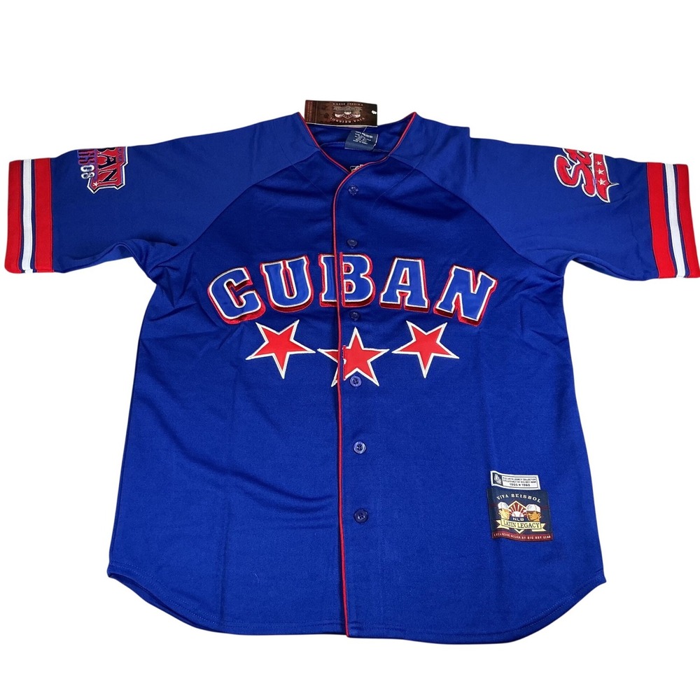 Cuban‎ Stars Big Boy Gear 08 NLB Latin Legacy Baseball Jersey Mens MED Blue NEW